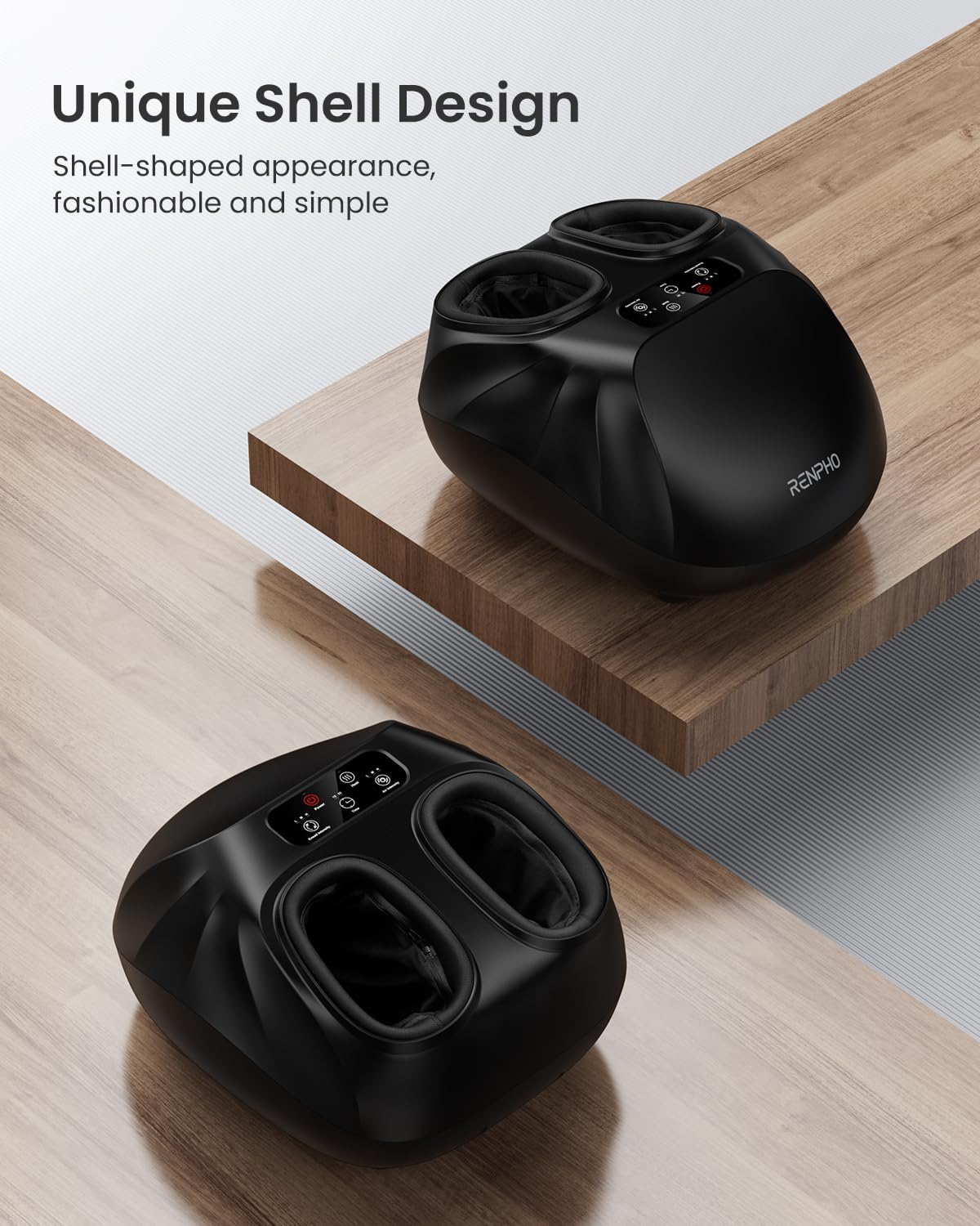 Unique Shell Design  
Shell-shaped appearance, fashionable and simple  

RENPHO