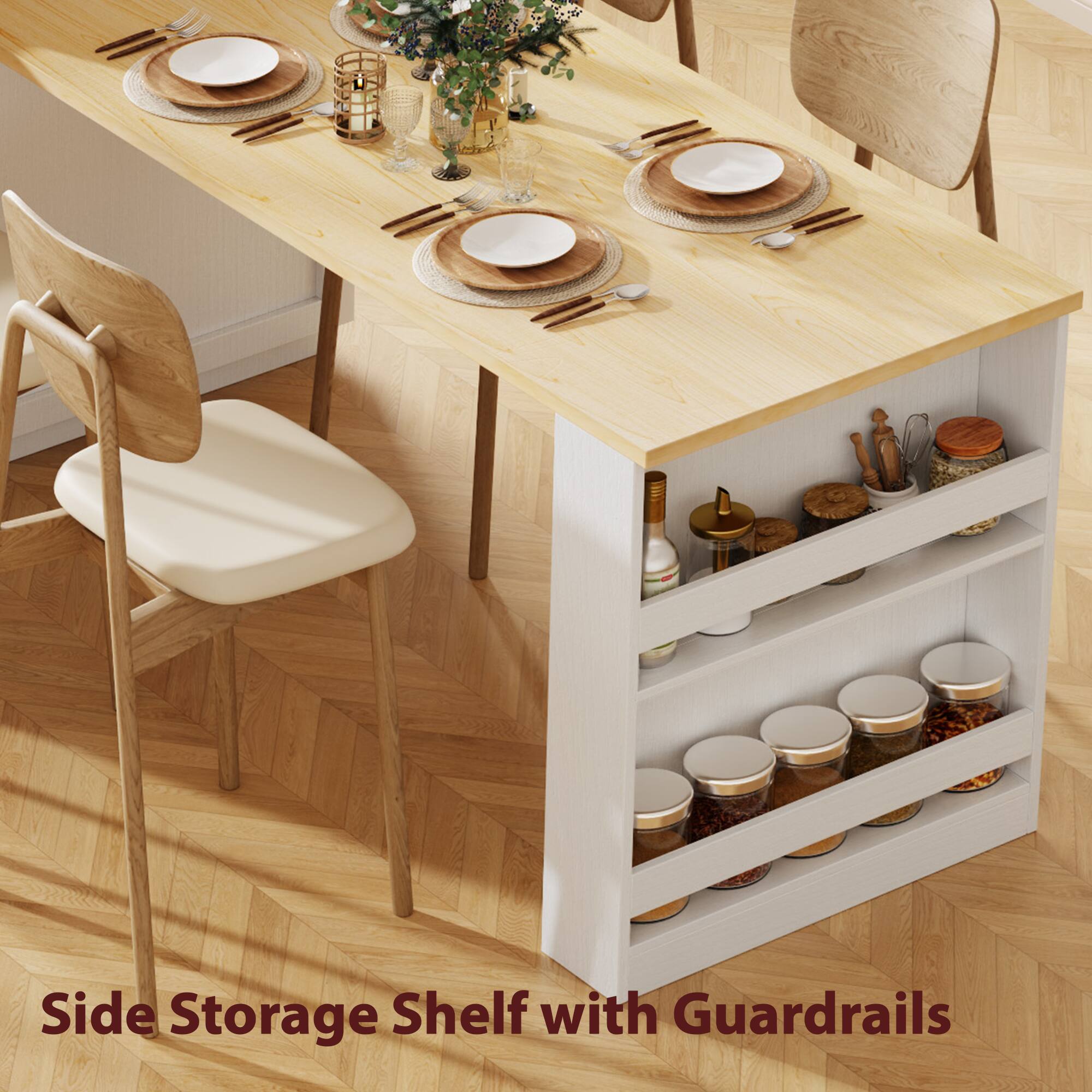 Side Storage Shelf with Guardrails