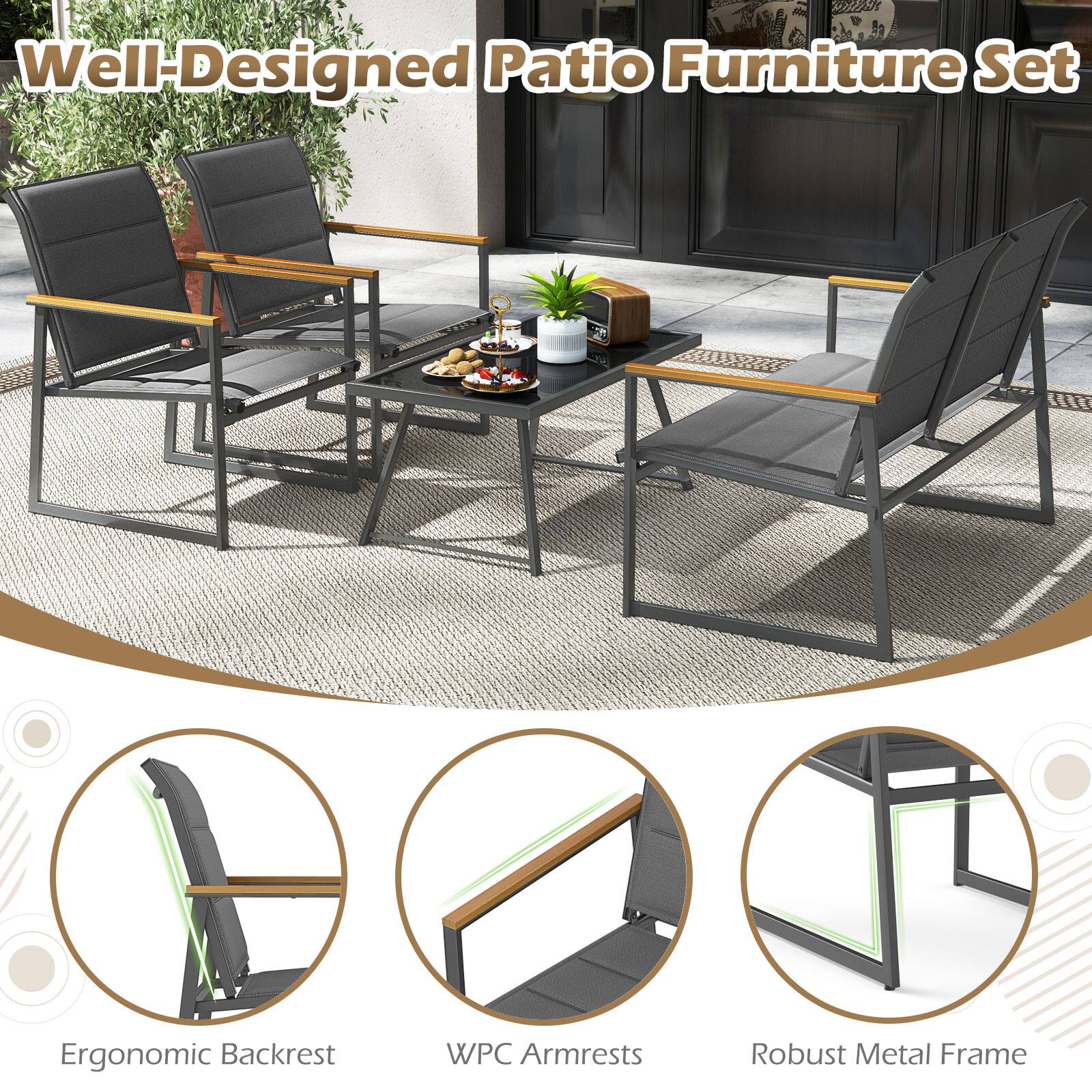Well-Designed Patio Furniture Set
Ergonomic Backrest
WPC Armrests
Robust Metal Frame
