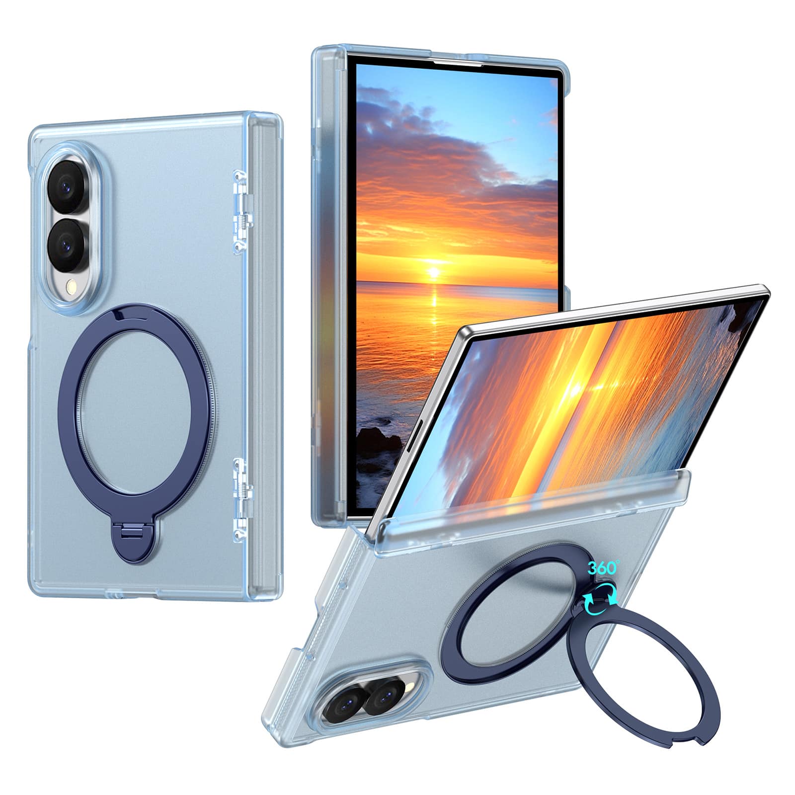 Dteck - Shockproof Frosted Phone Case for Samsung Galaxy Z Fold8 with Ring Stand, Rugged Slim Magnetic Rigid Plastic Hinge Cover - Matteblue price history on PriceWatchPro