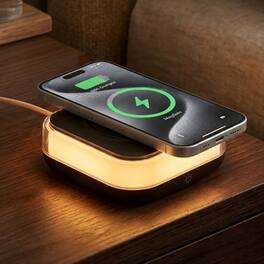Esoulk - Wireless Charger with Bedside Lamp 3-in-1 Fast Wireless Charging Pad with Integrated Light Function for iPhone / Android - Black