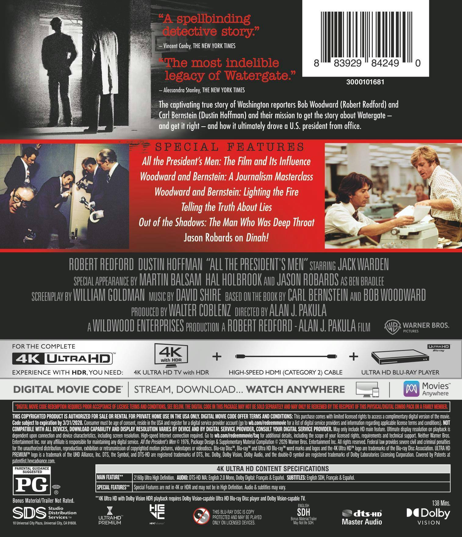 Back. All the President's Men   - 4K Blu-Ray.