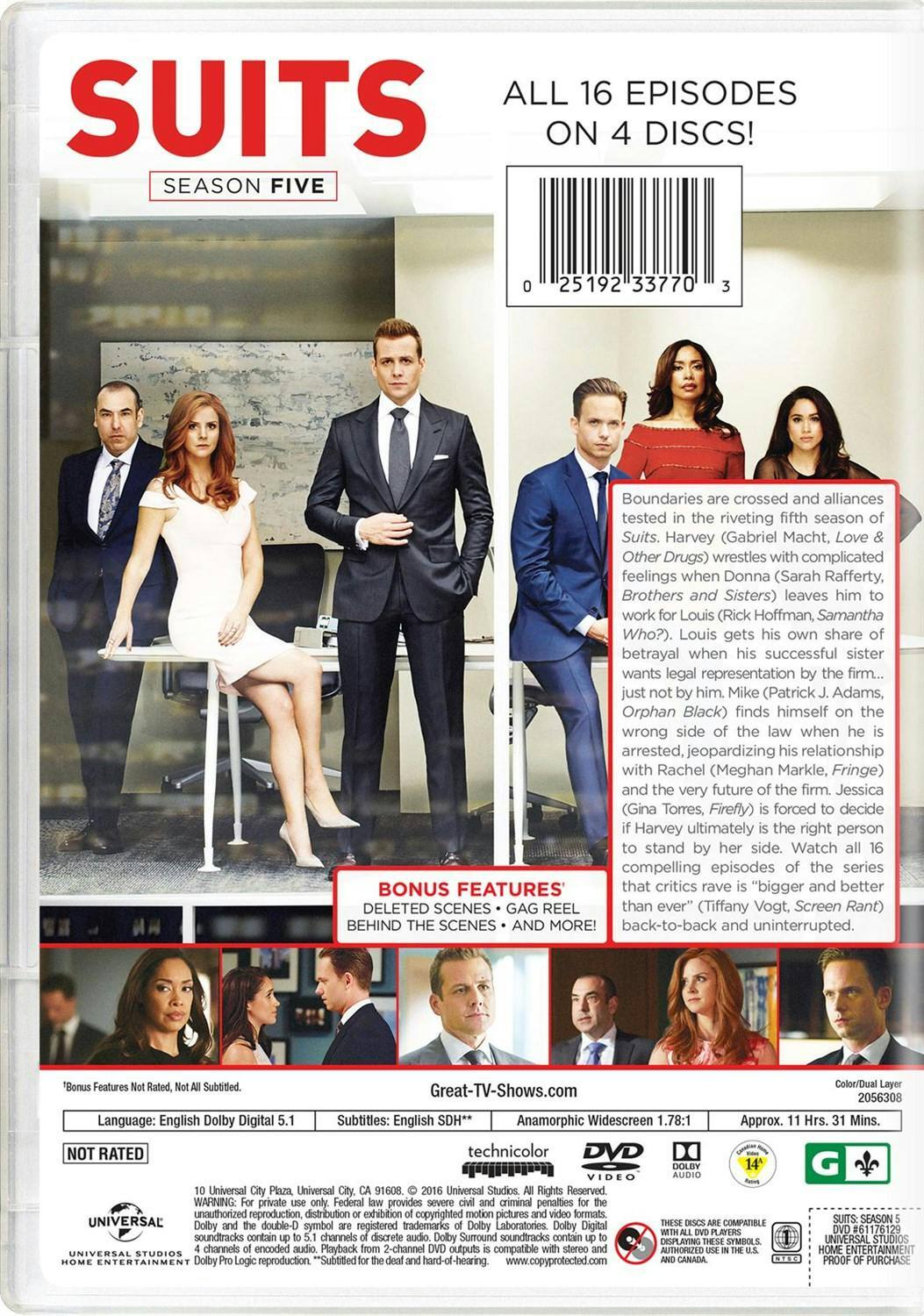 Back. Suits: Season Five [DVD].