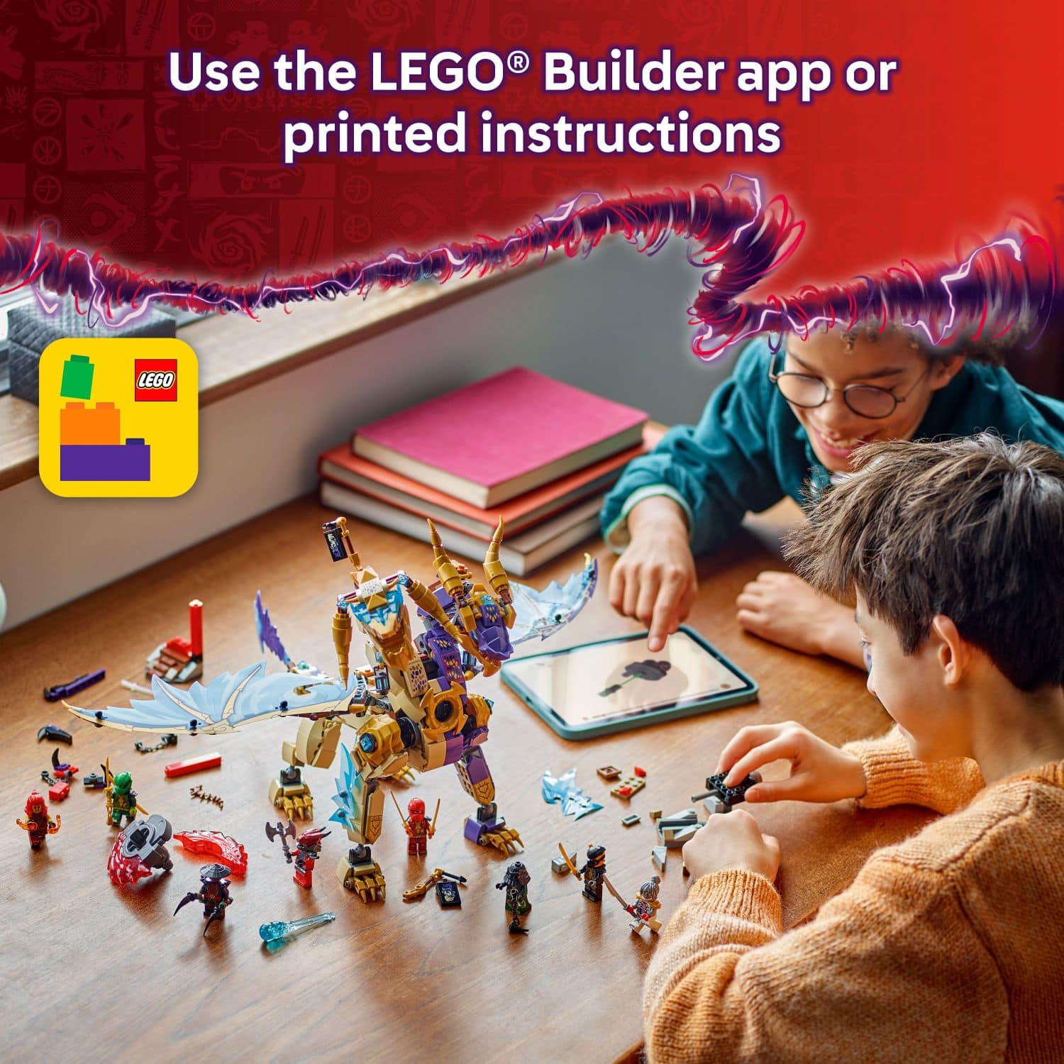 Use the LEGO Builder app or printed instructions to build your LEGO toy.