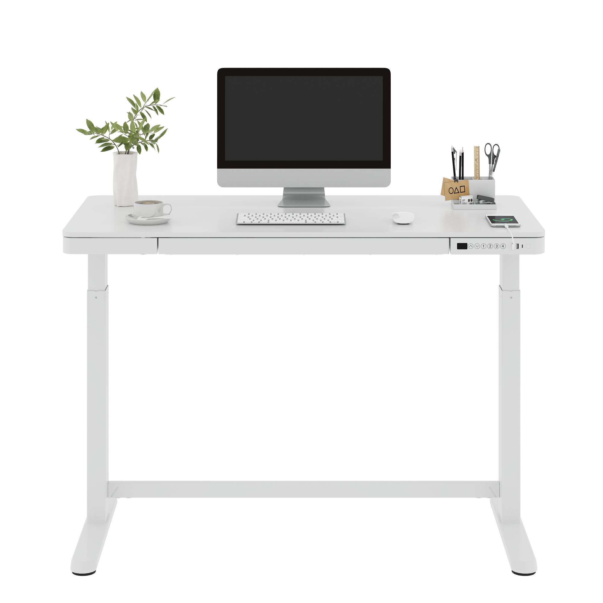 Alt View 6. FlexiSpot - FlexiSpot EW8 Electric 48"W Electric Height-Adjustable Standing Desk, White - White.