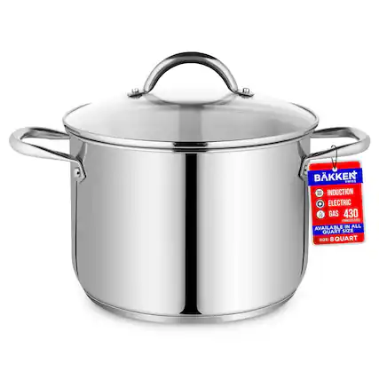 BAKKEN SWISS INDUCTION ELECTRIC GAS 430 STAINLESS STAIL AVAILABLE IN ALL QUART SIZE SIZE: 8 QUART