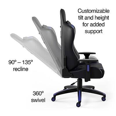 Customizable tilt and height for added support

90° – 135° recline

360° swivel