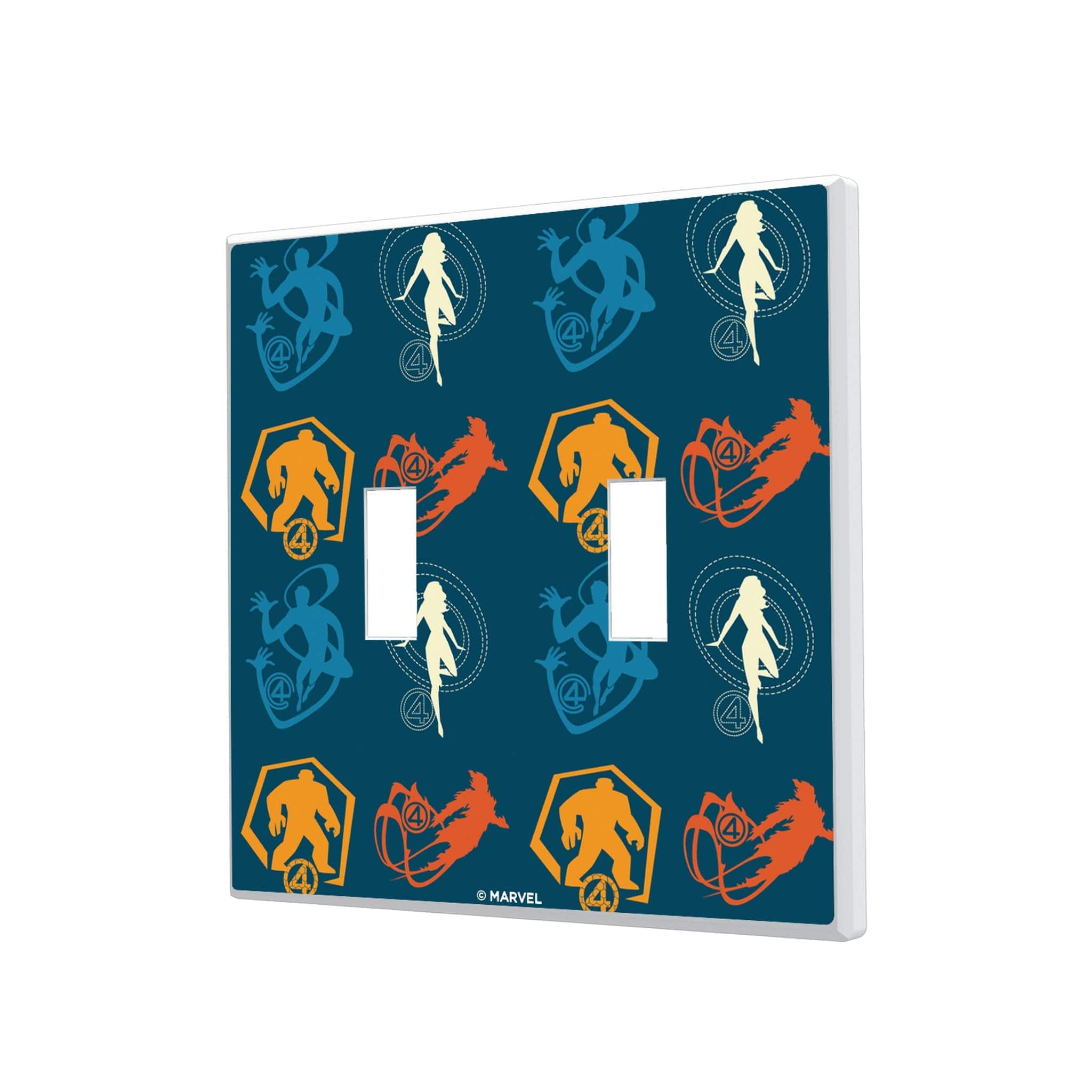 Keyscaper - Marvel Pattern 2 Hidden-Screw Light Switch Plate - Double Toggle - Fantastic Four