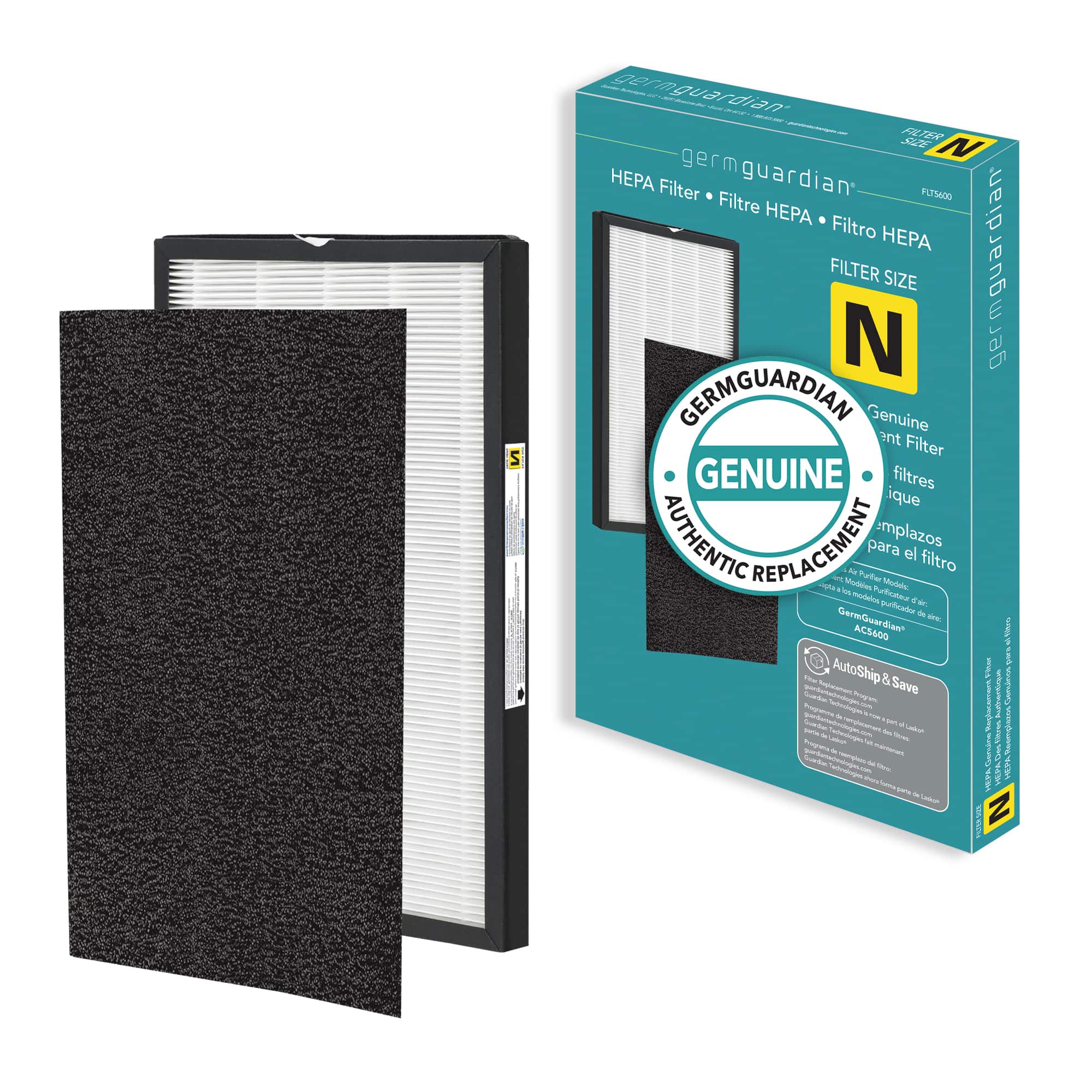 Genuine HEPA Pure Replacement Filter N for GermGuardian Air Purifier Model AC5600W - Black/White - Front_Zoom