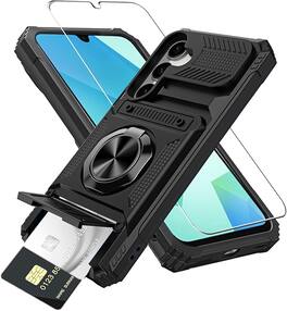 Gravity Ridge - for Samsung Galaxy A36 Wallet Case with Card Holder 360°Ring Kickstand Military Grade Drop Shockproof Rugged Case - Black