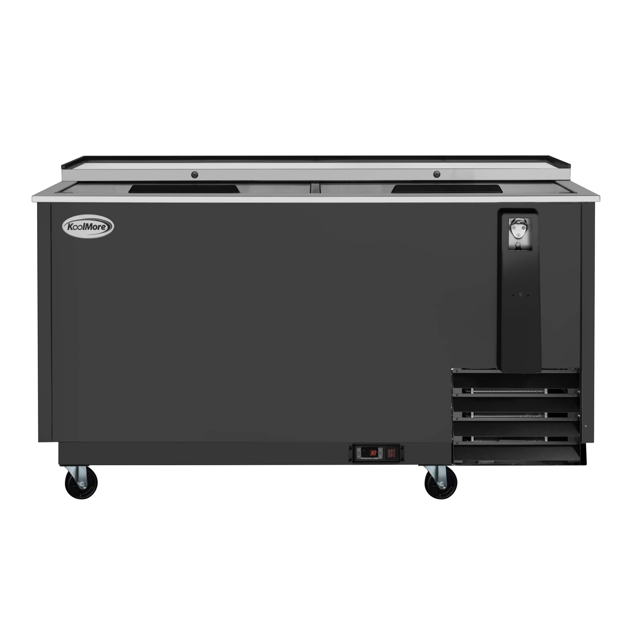 Koolmore - 65 in. Commercial Bottle Cooler in Black with Built-In Opener, ETL Listed, 19 cu. ft. (KM-BOC65-BK) - Black painted steel