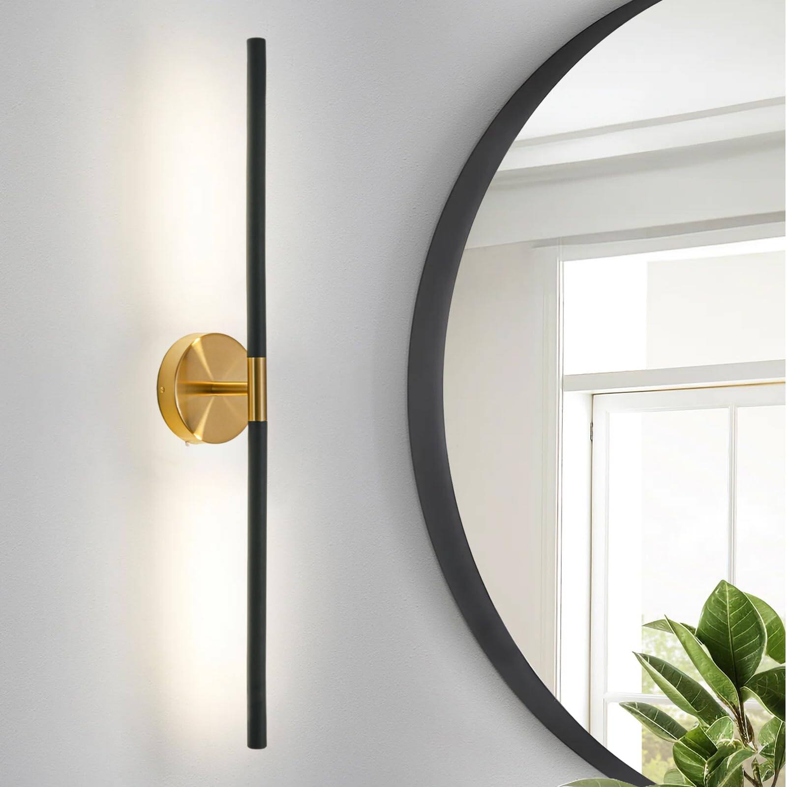 Front. TECH SAFARI - Modern Bathroom Light Fixtures Over Mirror Inch w Rotatable Dimmable k Led Vanity Bar And Lights Above - Black & Gold 36 inch.