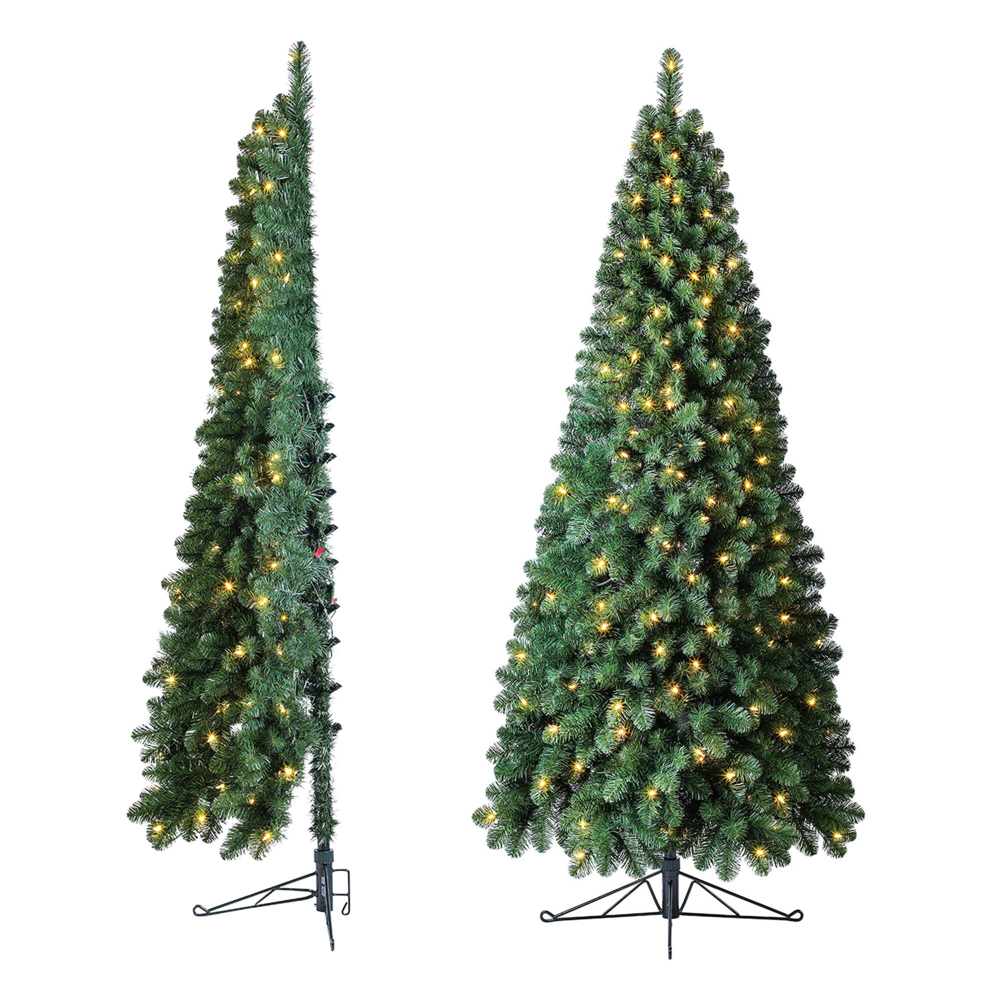 Front. Home Heritage - Home Heritage Half Pine 7' Pre-Lit Artificial Christmas Tree, 150 Warm White LED - 7ft. Pine.