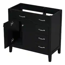 Loheer - 36 Inch Bathroom Vanity Base Only, Vanity Cabinet Without Sink, Freestanding Modern Design - Black