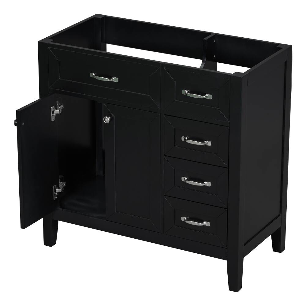 Front. Loheer - Loheer 36 Inch Bathroom Vanity Base Only, Black Vanity Cabinet Without Sink, Freestanding Modern Design - Black.