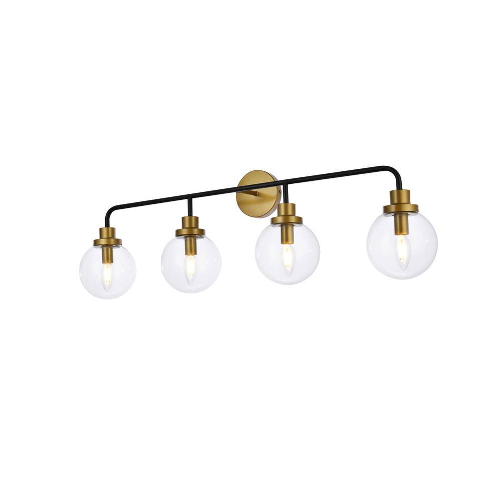 Alt View 2. Living District - Hanson 4 lights bath sconce in black with brass with clear shade - Black And Brass And Clear Shade.