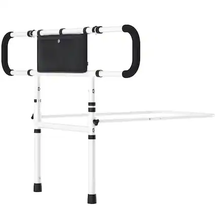 Front. Topteng - Bed Assist Rail for Elderly - 450lbs Capacity, No-Tool Installation, Foldable&Height Adjustable, Fits Various Bed Sizes - Black.