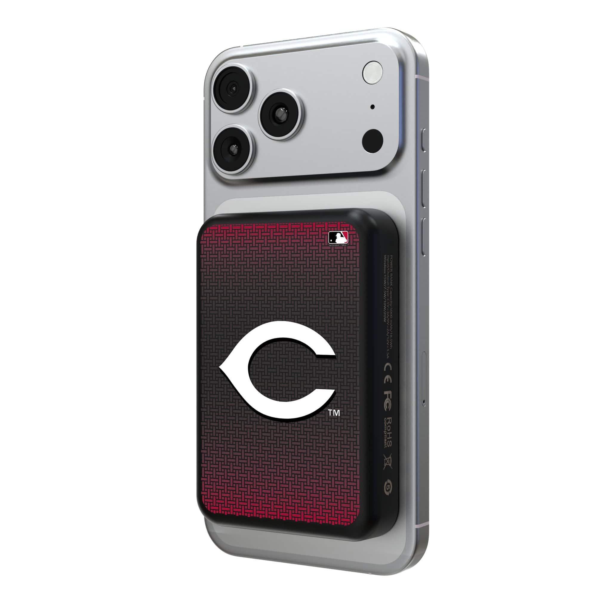 Keyscaper - Cincinnati Reds Wireless Magnetic Power Bank - Black