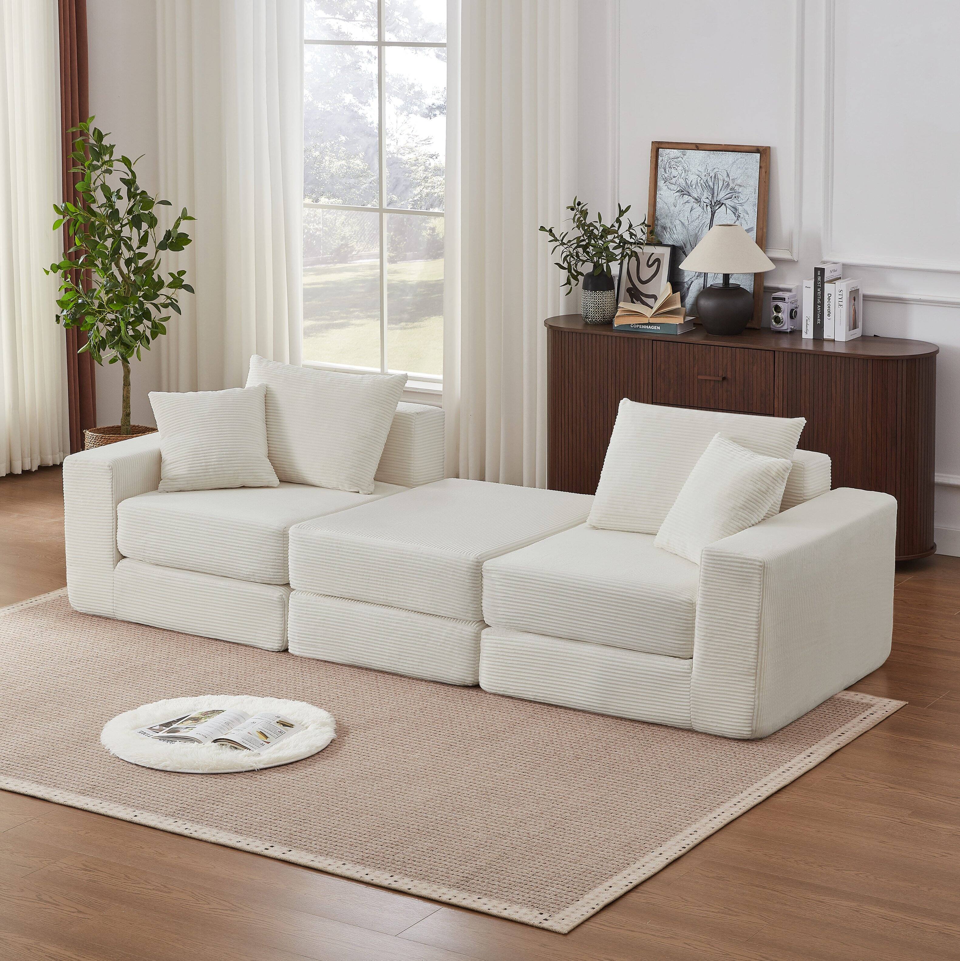 Left. Anysun - Anysun Modular Boneless Sectional Loveaeat Cloud Sofa with Non Slip Base, No Assembly - White.