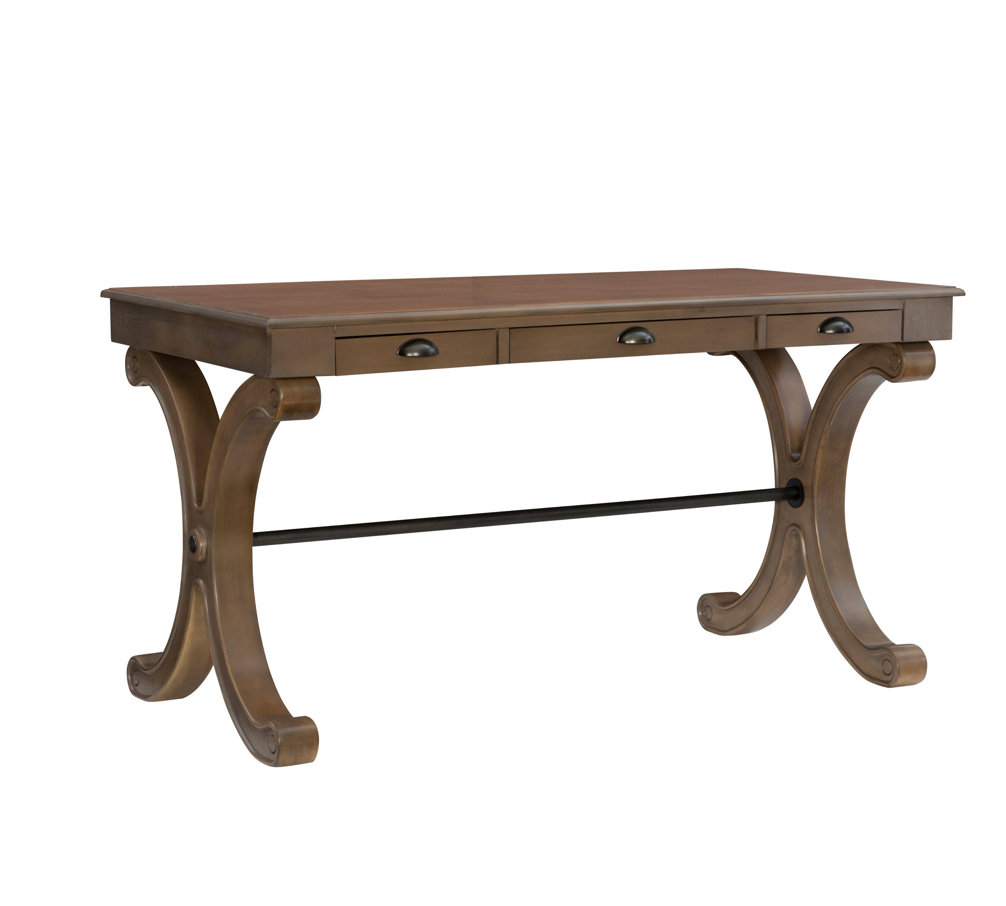 Linon Home Décor - Wayburn Three-Drawer Desk - Gray - Front_Zoom