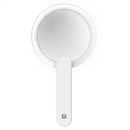 Front. ZWILLING - ZWILLING Makeup Mirror (10X magnification, LED rechargeable, 360 degree rotating handle, daylight white), Premium, White - White.