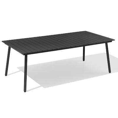 Alt View 6. Crestlive Products - Crestlive Products 82in Plastic Wood Top Aluminum Frame Rectangle Outdoor Dining Table with Umbrella Hole - Black.