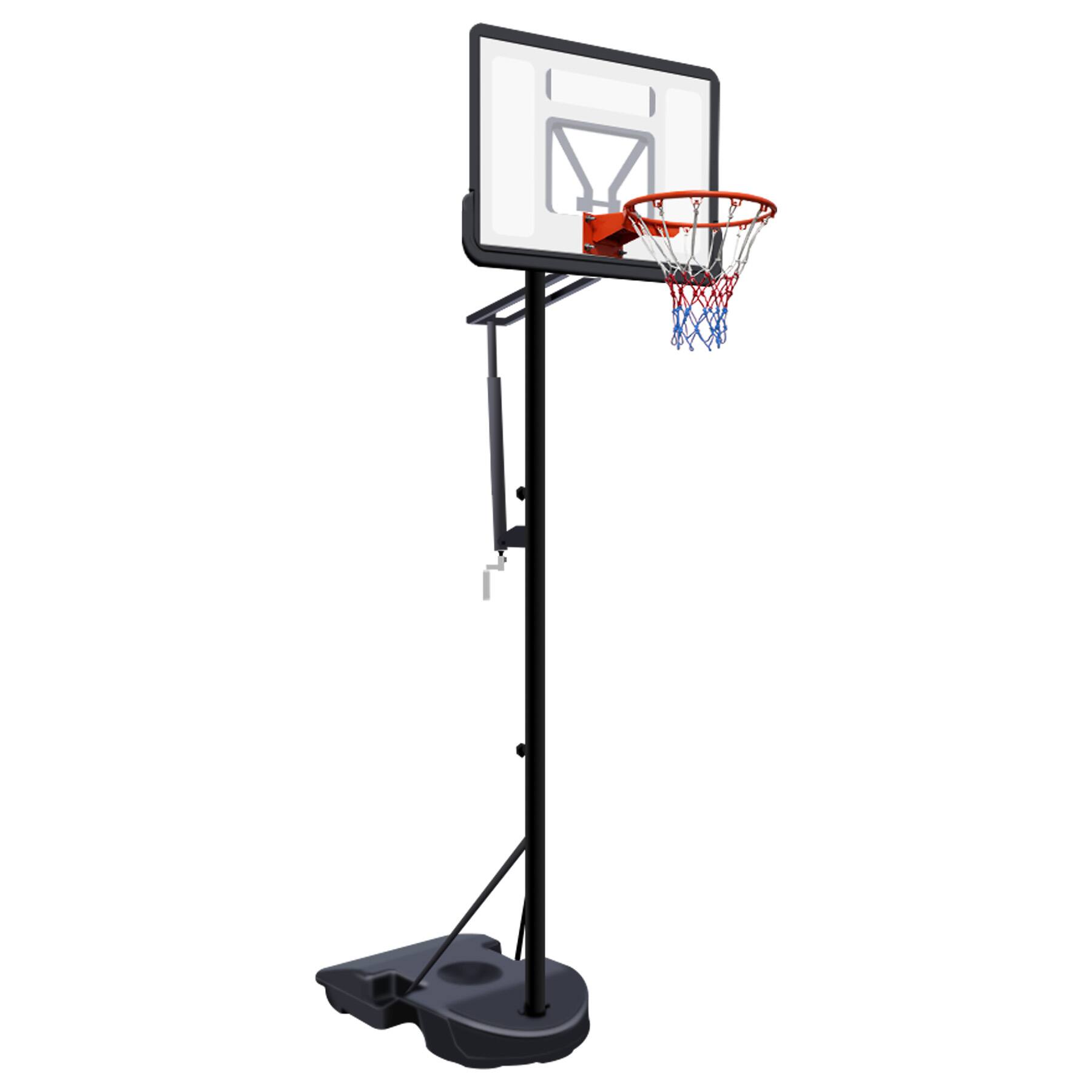 Front. Ecooso - Portable Basketball Hoop, Adjustable 6.9-10.0 ft, 34" Backboard, Rebounder, Wheels, Water/Sand Base - Black.