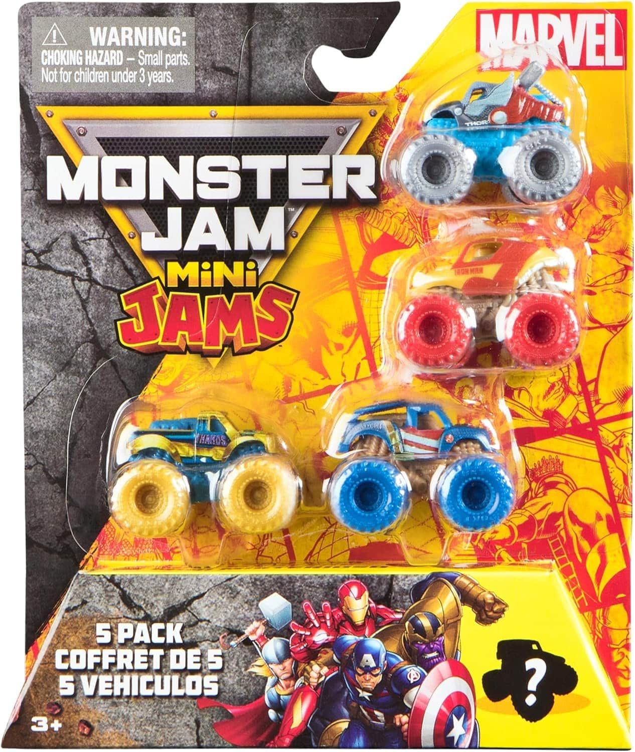 Monster Jam - Marvel Mini 5-Pack Trucks, 1:87 Scale, Iron Man, Captain America, Thor, Thanos & Mystery Truck Value Pack - Multi price history on PriceWatchPro