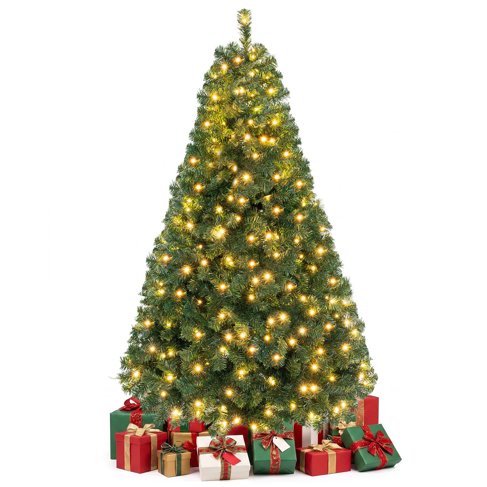 Alt View 9. Gymax - Gymax 6 FT Pre-Lit PVC Artificial Christmas Tree w/ 230 LED Lights & Metal Stand Green - Green.