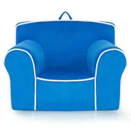 Front. Resenkos - Upholstered Kids Sofa with Velvet Fabric and High-Quality Sponge-Blue, Kids Chairs for Kids - Blue.