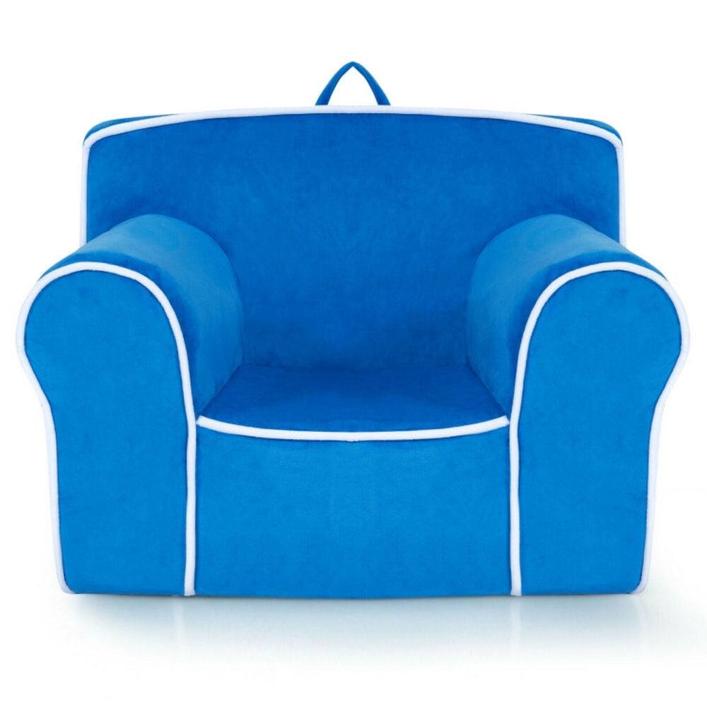 Front. Resenkos - Upholstered Kids Sofa with Velvet Fabric and High-Quality Sponge-Blue, Kids Chairs for Kids - Blue.