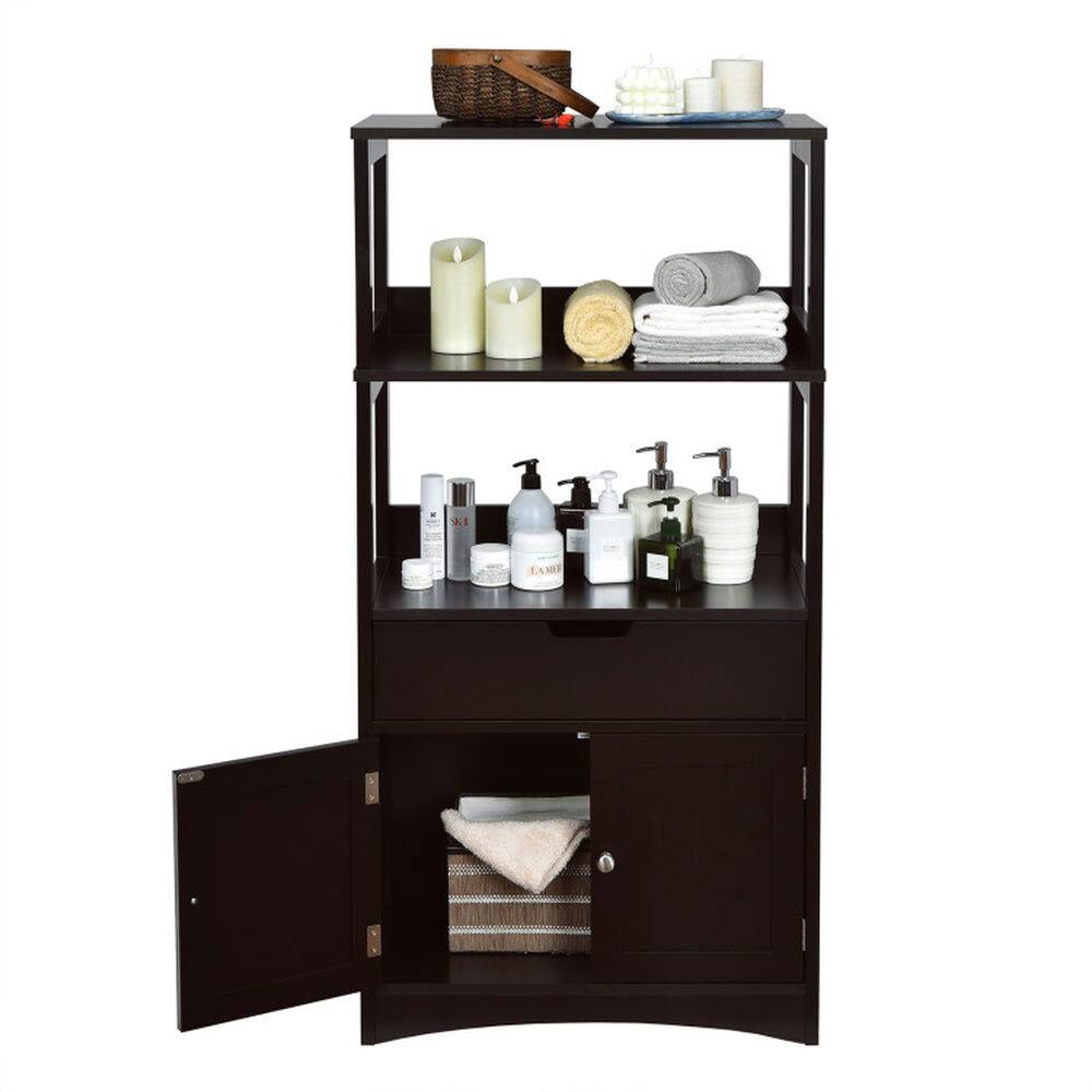 Alt View 2. Kadyn - Bathroom Storage Cabinet with Drawer and Shelf Floor Cabinet-Espresso, Bathroom Cabinets for Entryway Storage - Brown.