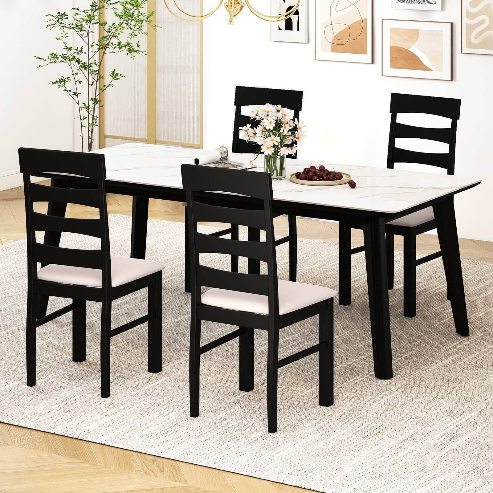 Alt View 5. Costway - Costway Dining Chairs Set of 2, High Back Dining Room Chairs with Padded Seat for Kitchen - Black,Beige.