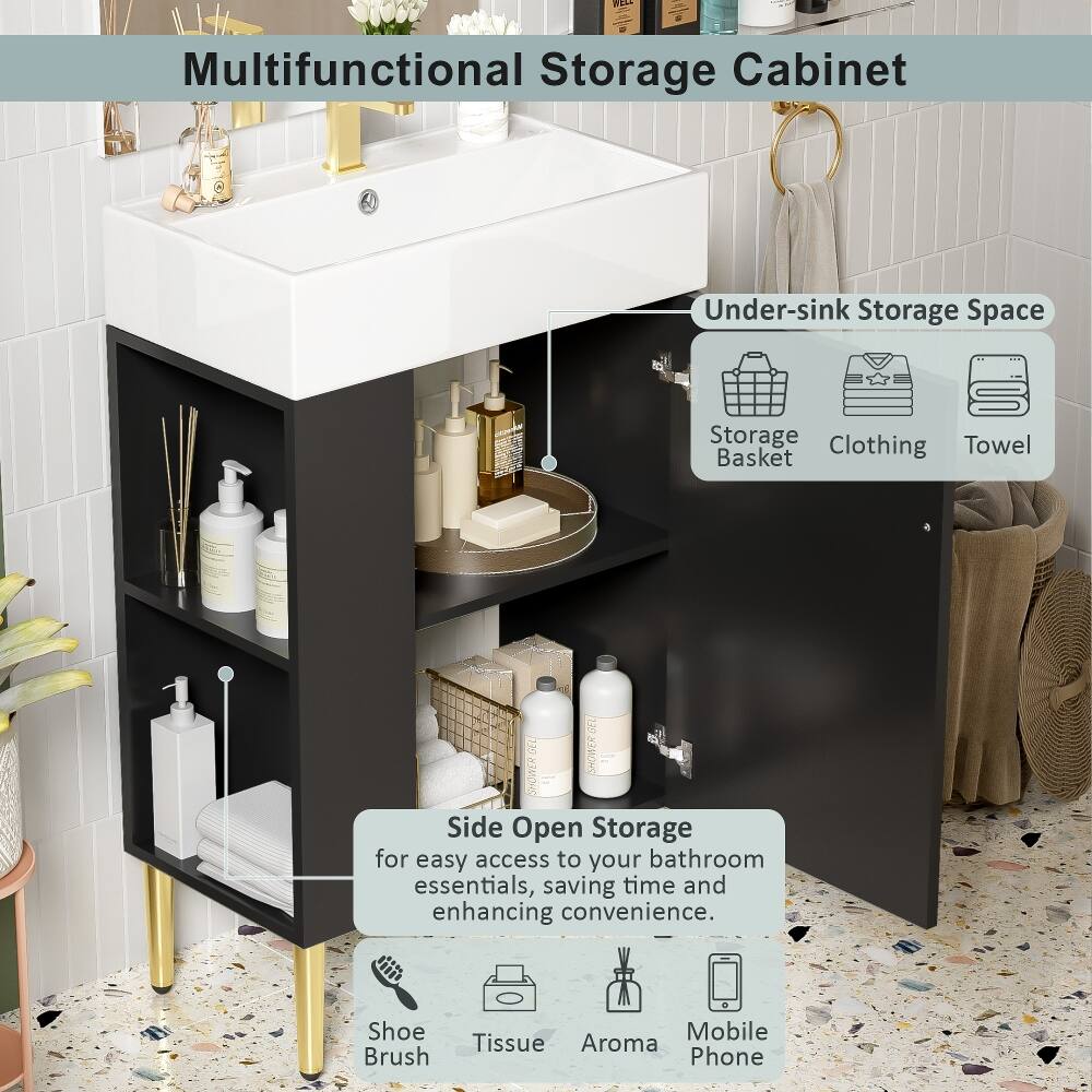 Multifunctional Storage Cabinet

Under-sink Storage Space
- Storage Basket
- Clothing
- Towel

Side Open Storage for easy access to your bathroom essentials, saving time and enhancing convenience.
- Shoe Brush
- Tissue
- Aroma
- Mobile Phone