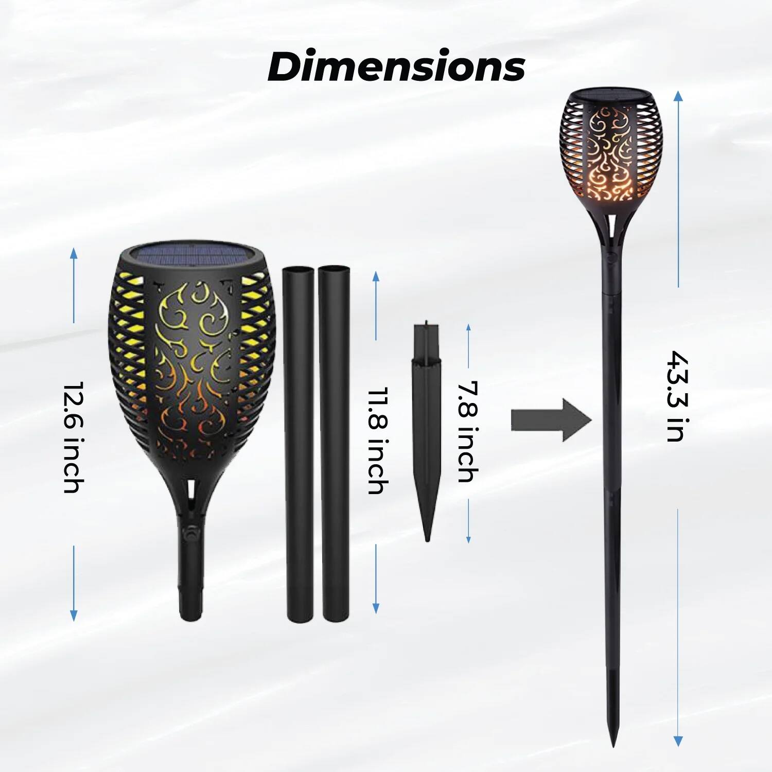 XODO FL1 Solar Torch Lights – Flickering Flame Effect, Waterproof