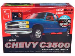 Skill 2 Model Kit 1996 Chevrolet C3500 Extended Cab Dually Pickup Truck "Easy Build" 1/25 Scale Model by AMT - Blue And Silver