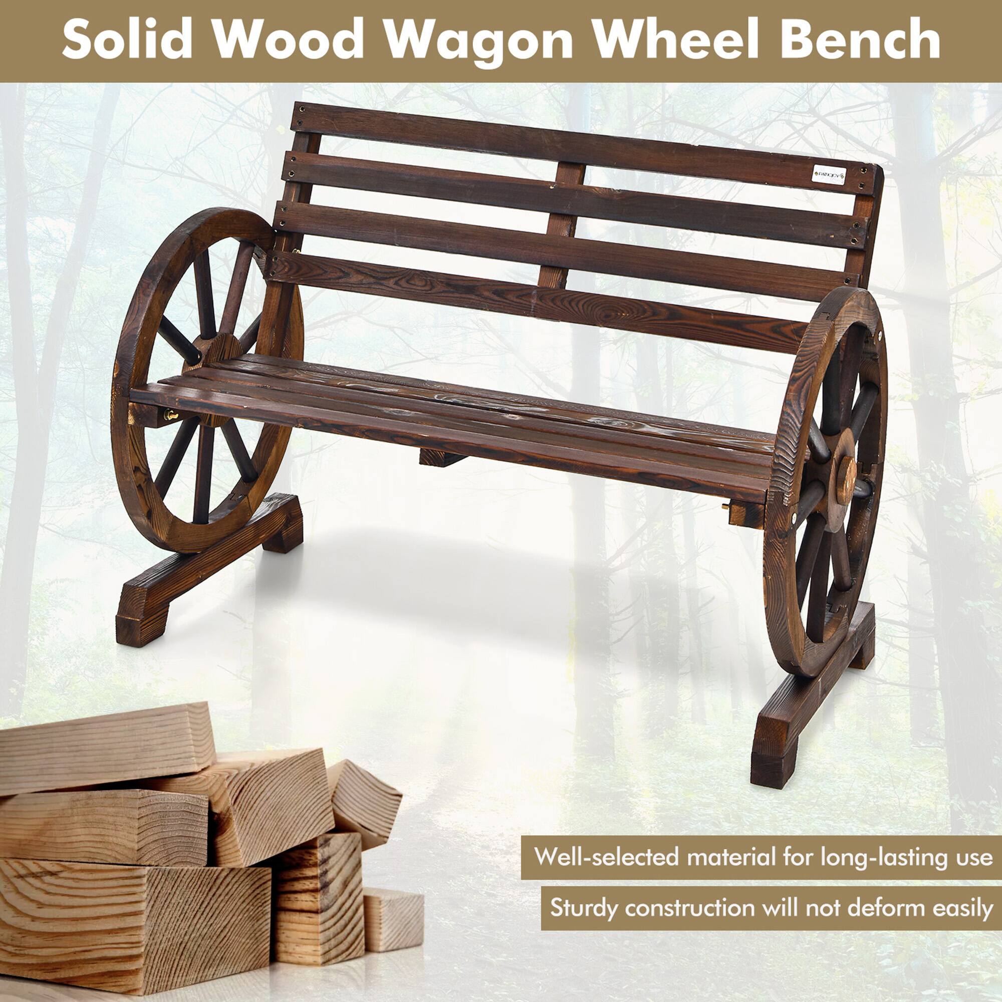 Solid Wood Wagon Wheel Bench

Well-selected material for long-lasting use
Sturdy construction will not deform easily
