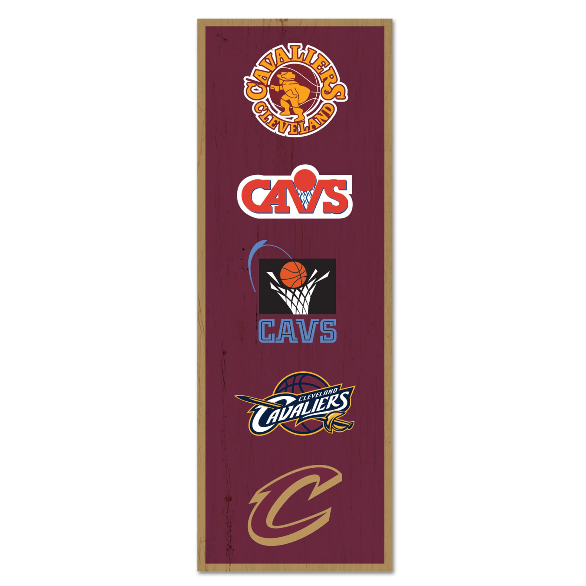Cleveland Cavaliers 6" x 17" Logo Evolution Wood Sign