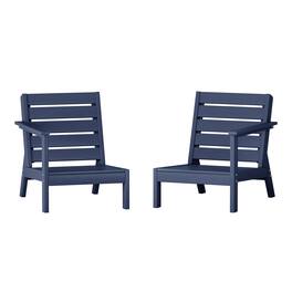 WestinTrends - Avalon Outdoor Patio HDPE Deep Seating Sectional Loveseat - Navy Blue