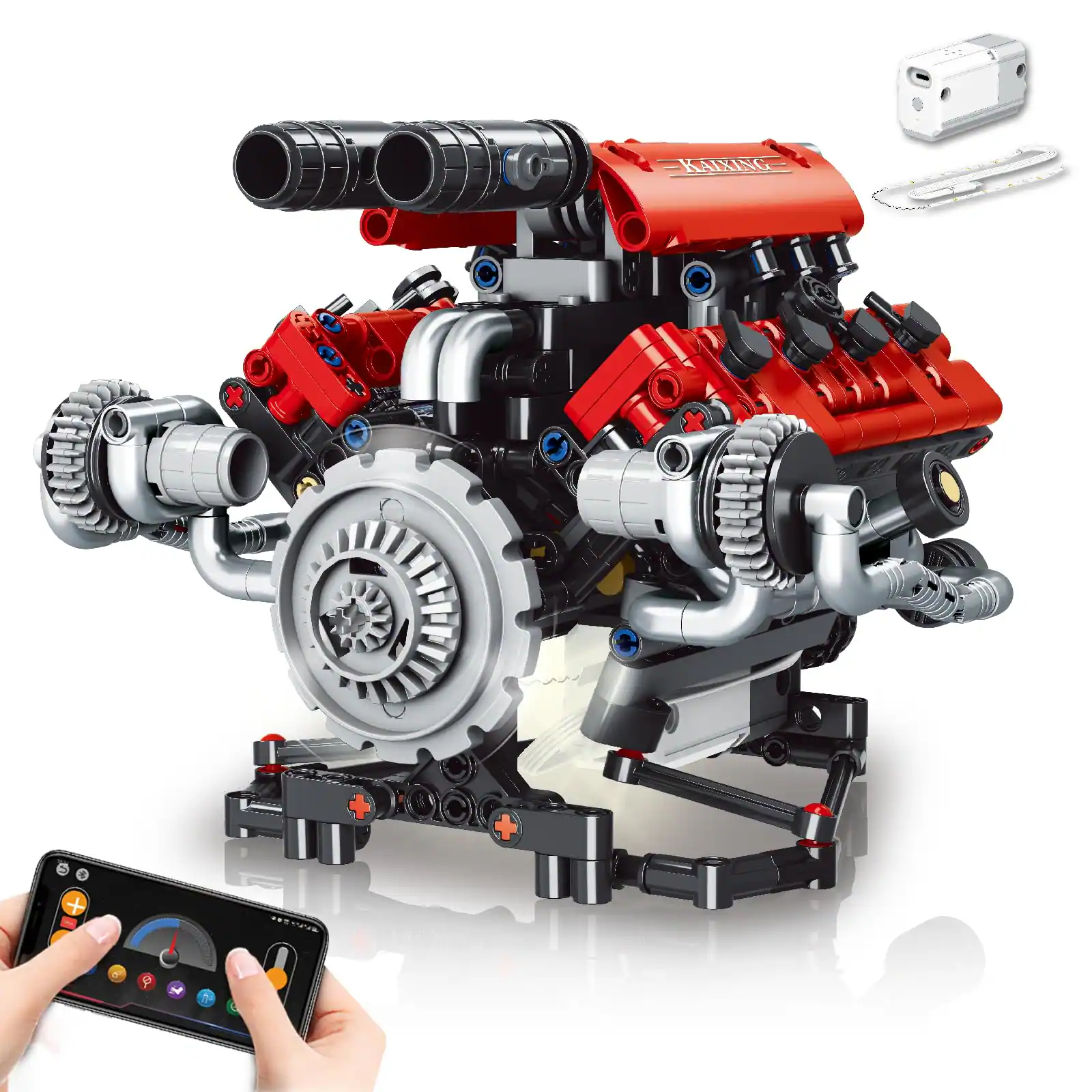 EZTW1 - V8 Engine Kit That Work - 8-cylinder Visible Building Blocks Set With Build Your Own Engineering Stem Project For - Default