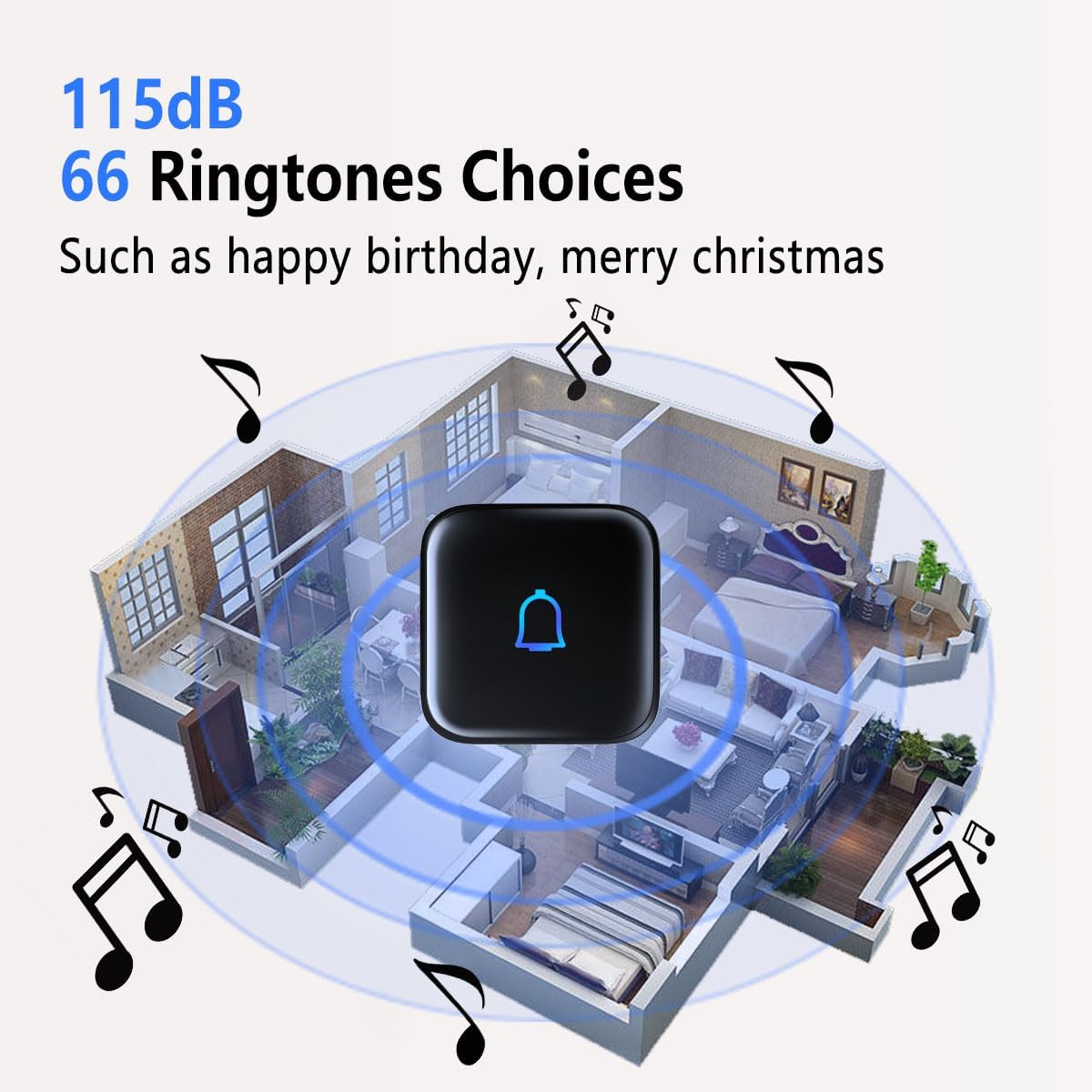 115dB  
66 Ringtones Choices  
Such as happy birthday, merry christmas