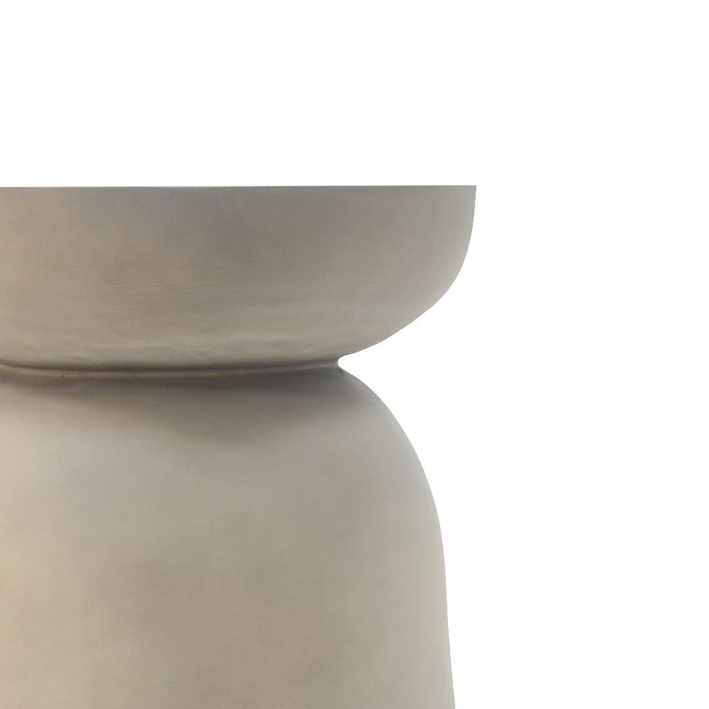 Alt View 3. Loheer - Loheer Outdoor Side Table Light Grey Round Drum Accent Table - Light Grey.