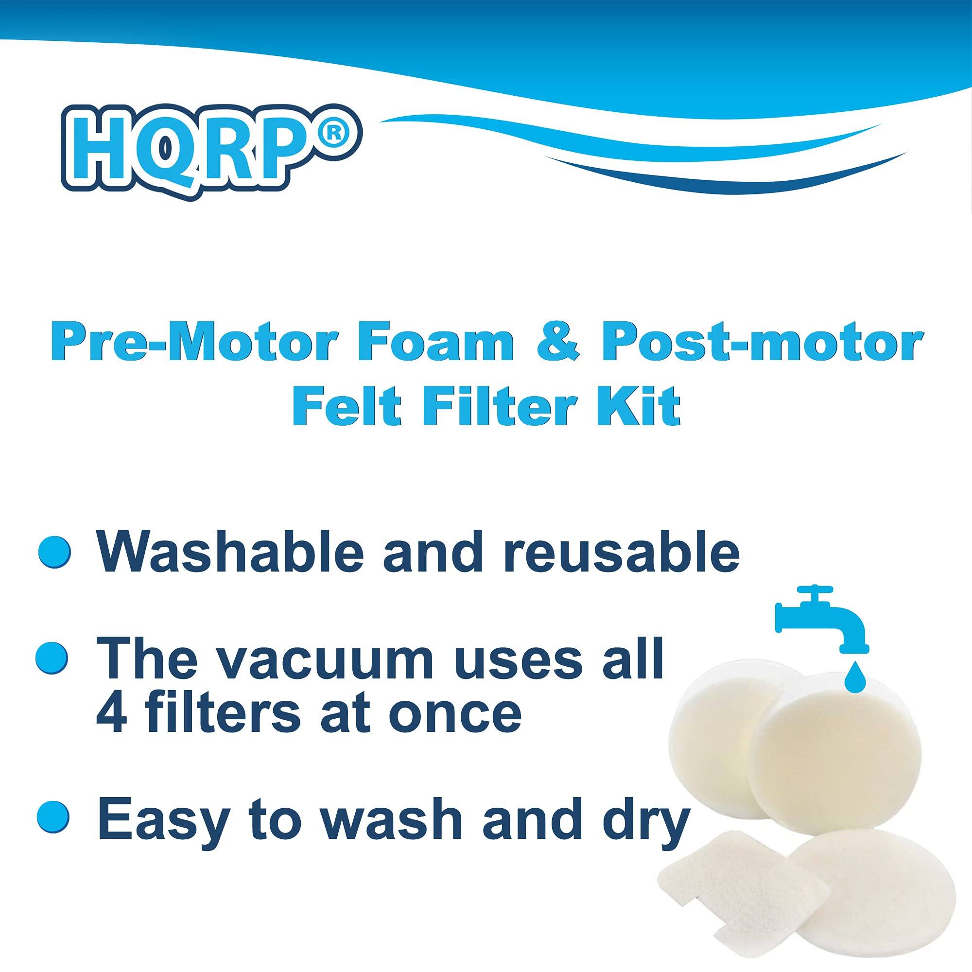 HQRP® Pre-Motor Foam & Post-motor Felt Filter Kit

- Washable and reusable
- The vacuum uses all 4 filters at once
- Easy to wash and dry