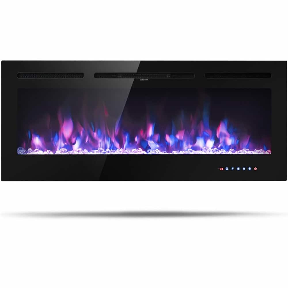 Front. Resenkos - Fireplace Heater,Electric Fireplace, 50 Inch Recessed Electric Insert Wall Mounted Fireplace with Adjustable Brightness.
