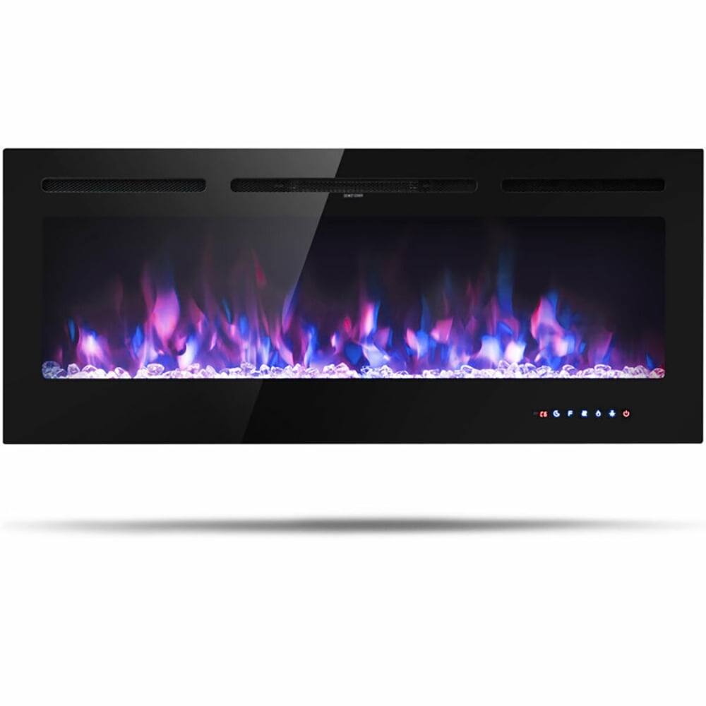 Resenkos - Fireplace Heater,Electric Fireplace, 50 Inch Recessed Electric Insert Wall Mounted Fireplace with Adjustable Brightness