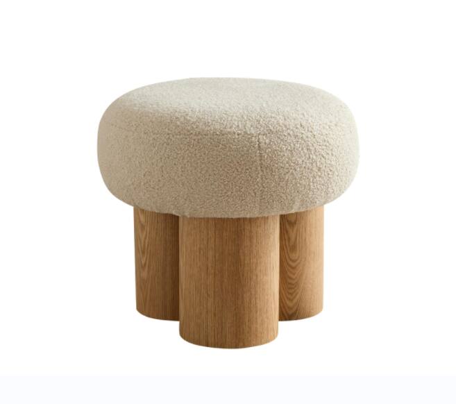 Alt View 9. GOODSILO - Mushroom Stool with Plush Seat and Wood-Like Barrel Base for Versatile Home Seating and Decor - Greige.