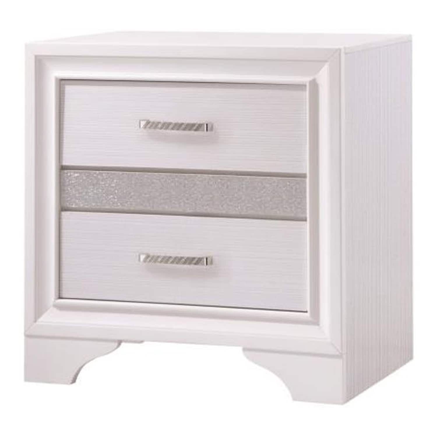 Manhattan Lane - Wooden Nightstand with Hidden Jewelry Tray - White
