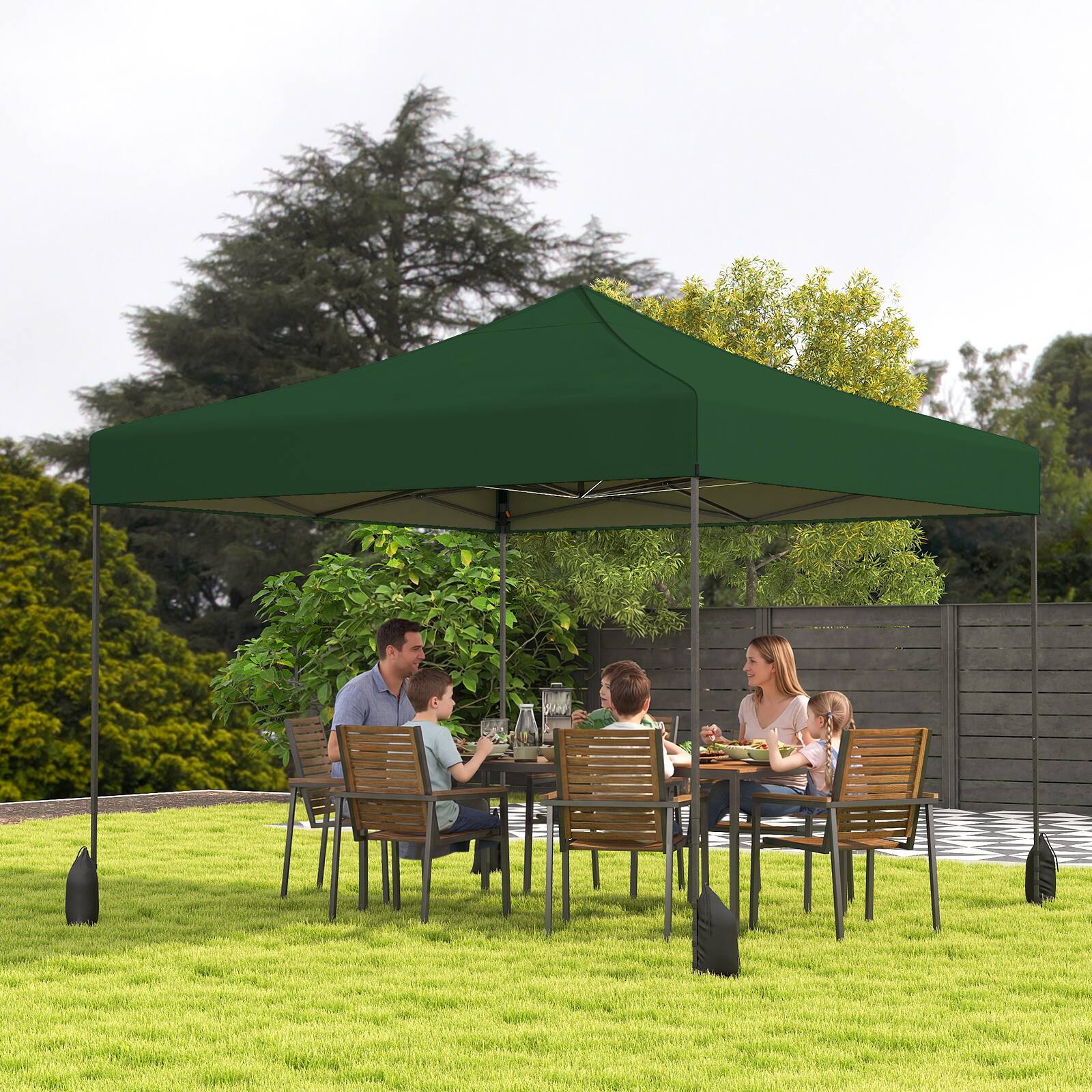 Alt View 4. Costway - Costway Pop up Canopy Tent, Heavy-duty Easy Setup Gazebo Shelter with Wheeled Bags - Green.