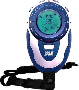 Pyle - Handheld Track Watch with Digital Compass, 42 Laps Chronograph Memory, Pacer Function - Black