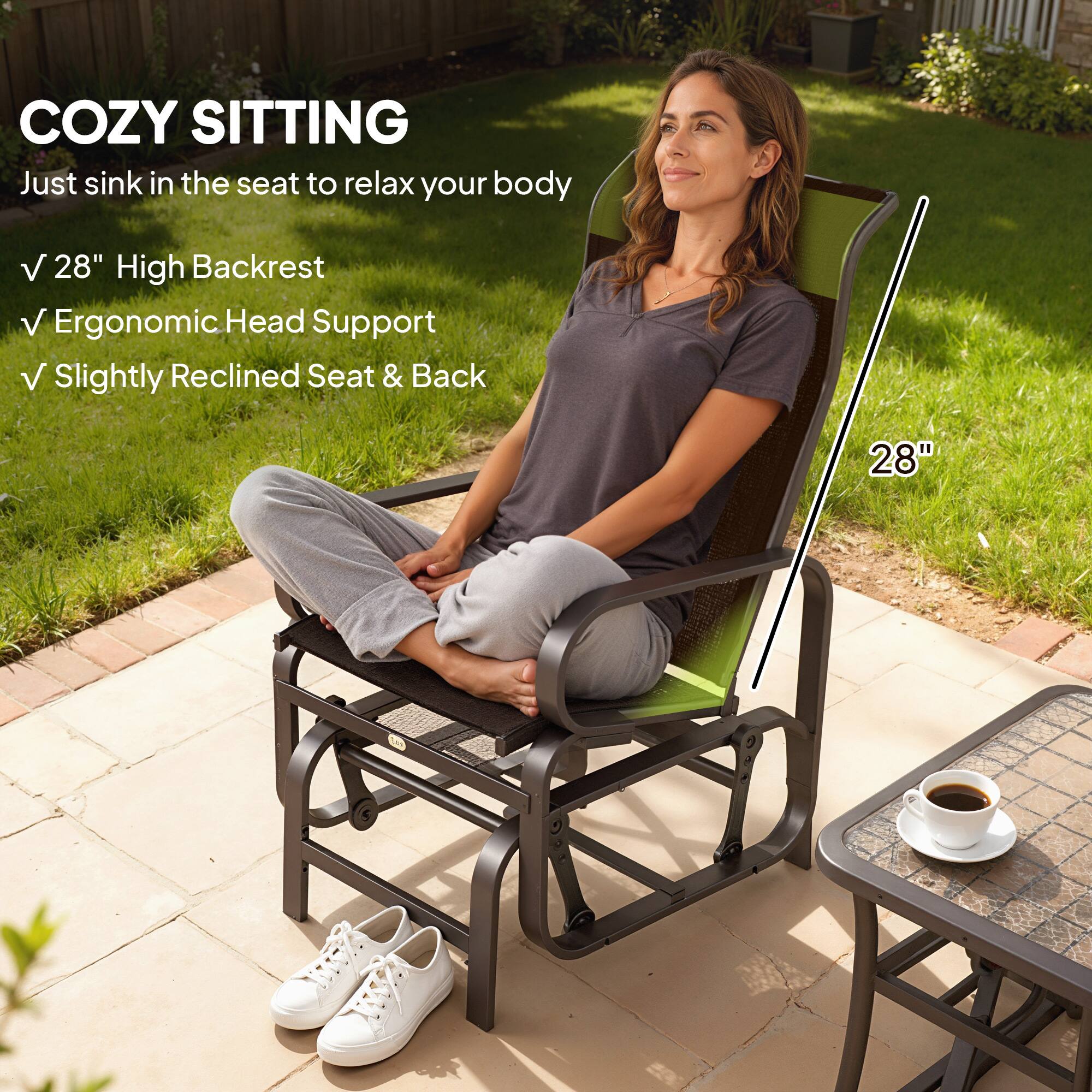 COZY SITTING

Just sink in the seat to relax your body

✓ 28" High Backrest
✓ Ergonomic Head Support
✓ Slightly Reclined Seat & Back

28"